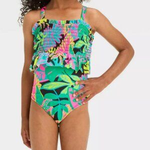 Cat & Jack 12 Month Girls One Piece Smocked Swimsuit NWT
